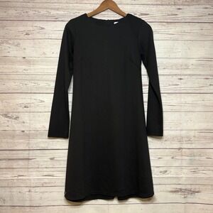 Makadamia Black Long Sleeve Shift Dress Size 36 Crew Neck Mini Dress